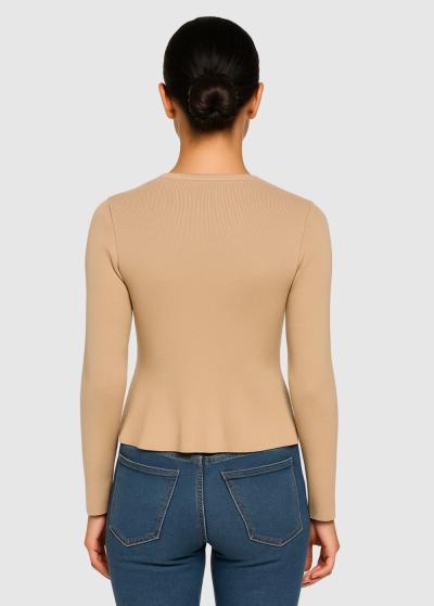 Selena bēšs sieviešu kardigans ar pogām - back