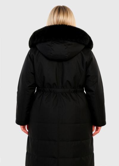 Lula Lielo izmēru melna gara jaka ar aukliņas aizdari  - back