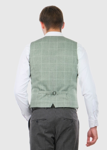 Angelo gaiši zaļa klasiska rūtainā veste - back