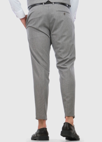 Demetrio Slim Fit pelēkas vīriešu rūtainas bikses - back