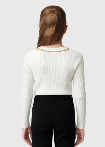 Lodi balts trikotāžas džemperis - back