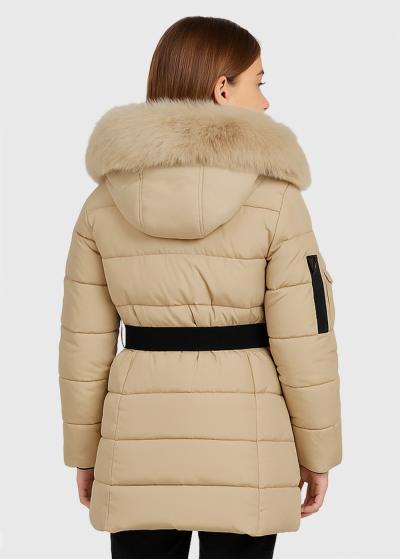 Laia bēša jaka ar jostu  - back