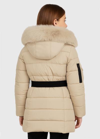 Laia gaiši bēša jaka ar jostu  - back