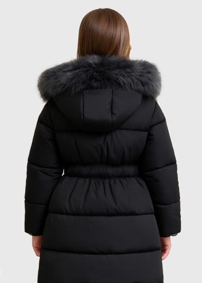 Lisanna melna jaka ar kažokādu - back