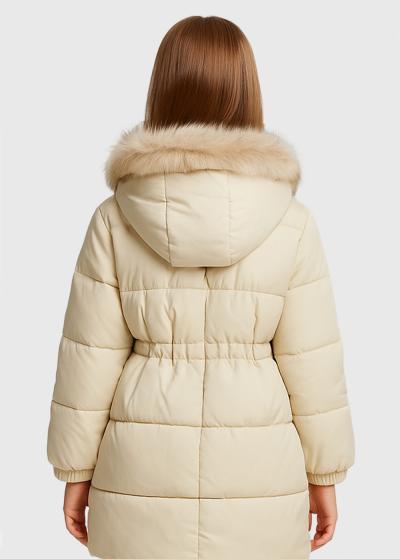 Lisanna bēša jaka ar kažokādu - back