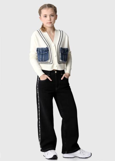 Liene bēšs kardigans ar kargo tipa kabatām - back