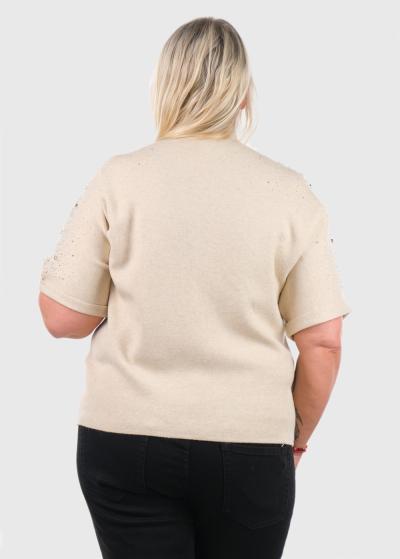 Kaya gaiši bēšs džemperis ar pērlēm - back