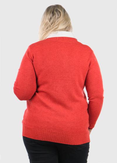 Kia oranžs džemperis ar baltu apkakli - back