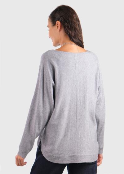 Keren pelēks džemperis ar kabatām - back