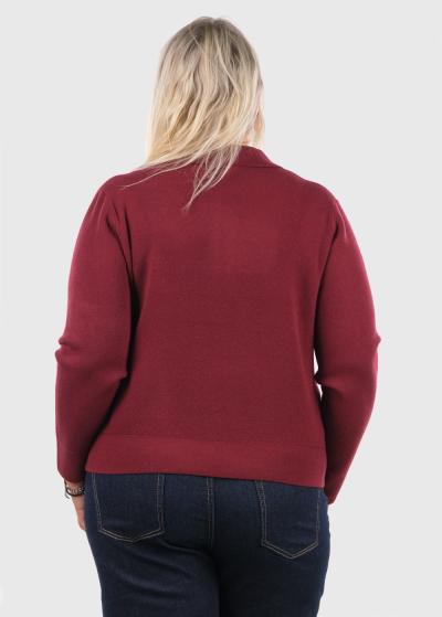 Kamila bordo īss kardigans rāvējslēdzēju - back