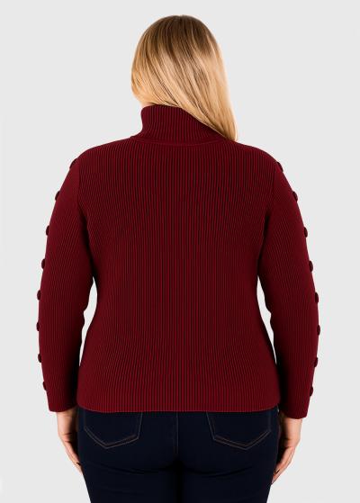 Krislin bordo džemperis ar augstu apkakli - back