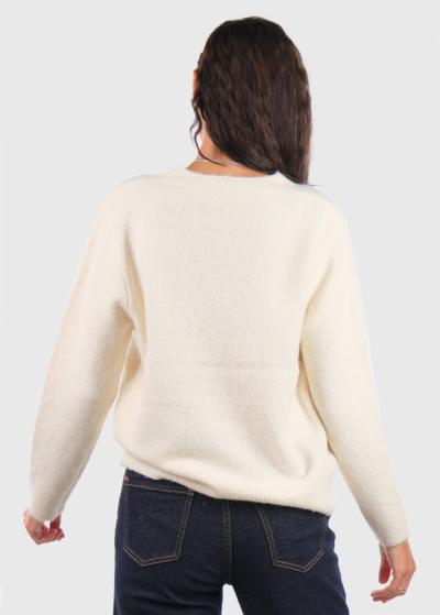 Keito bēšs džemperis ar aplikāciju - back