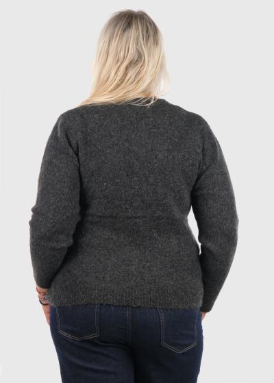 Keito tumši pelēks džemperis ar aplikāciju - back