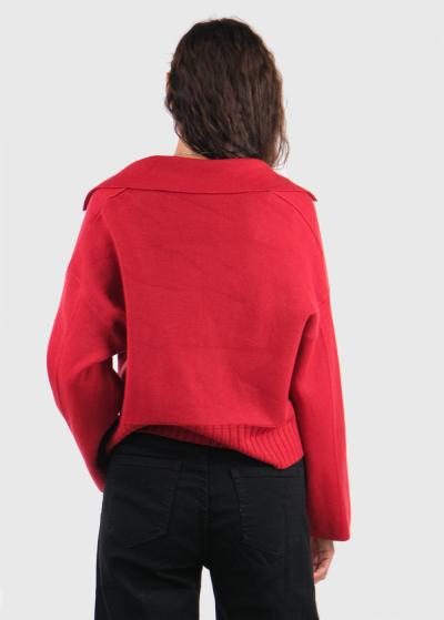 Kristína sarkans kardigans ar pogām - back