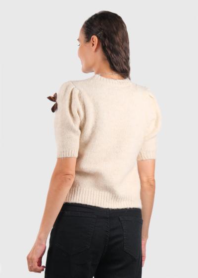 Kat bēšs džemperis ar bantēm - back