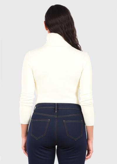 Kristianna balts džemperis ar augstu apkakli - back