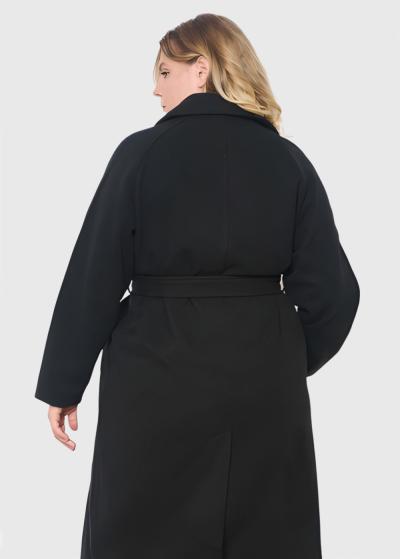 Jessica Lielo izmēru melns mētelis ar jostu - back