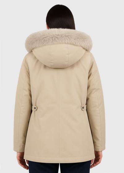 Jarvisa bēša jaka ar kažokādu - back