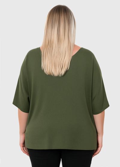 Janine haki brīva piegriezuma blūze - back