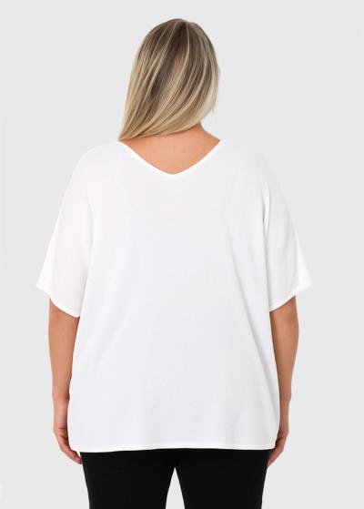 Janine balta brīva piegriezuma blūze - back