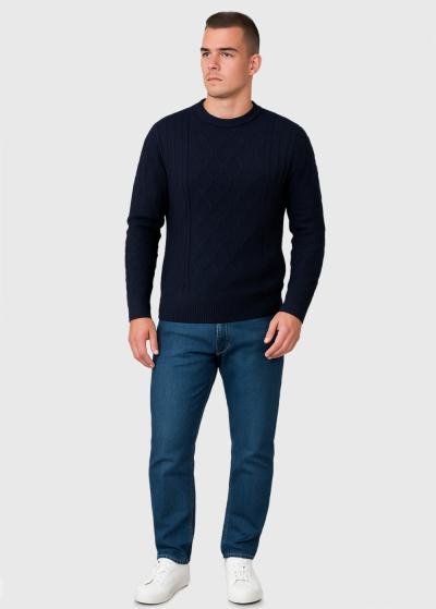 Tumši zils tekstūras džemperis - back