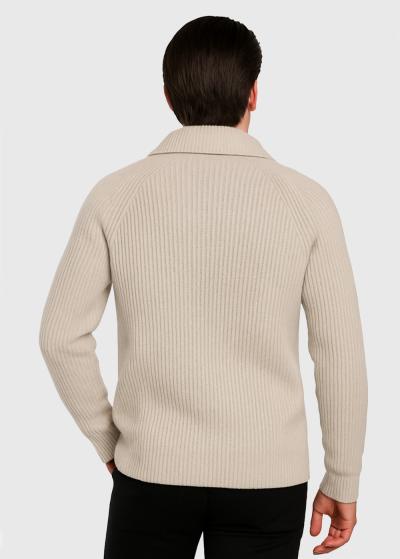 Bēšs džemperis ar rāvējslēdzēju - back