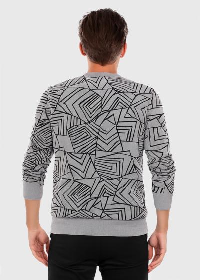 Jedi pelēks džemperis ar ģeometrisku printu - back