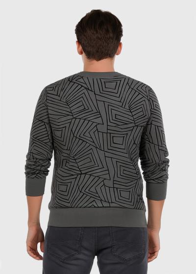 Jedi tumši pelēks džemperis ar ģeometrisku printu - back