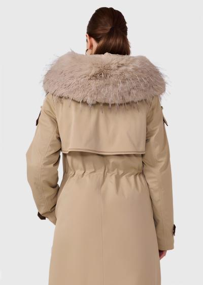 Lean bēša pagarināta parka ar kapuci - back