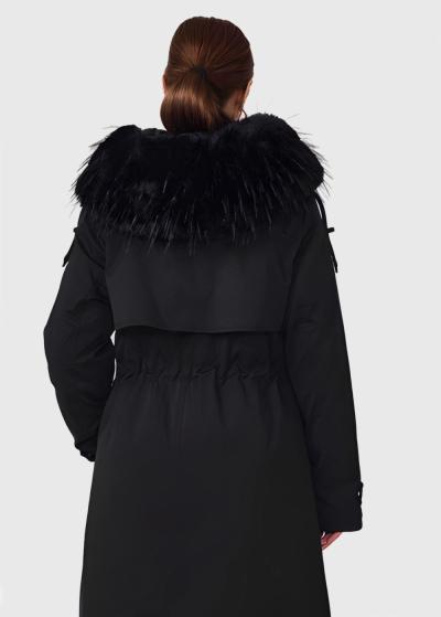 Lean melna pagarināta parka ar kapuci - back