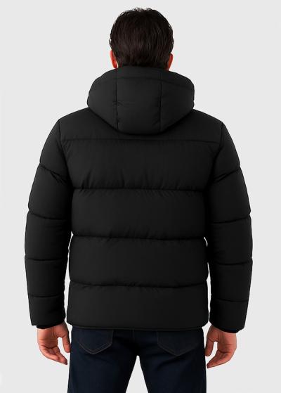 Melna īsa jaka ar kapuci - back