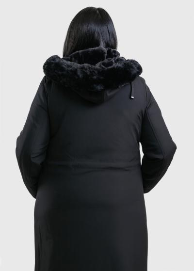 Mikaela Lielo izmēru melna jaka ar aukliņas aizdari - back