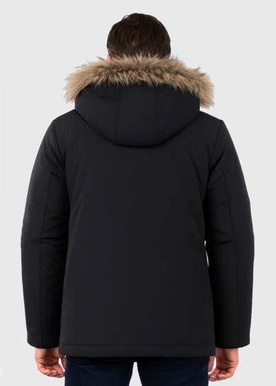 Melna parka ar kargo tipa kabatām - back