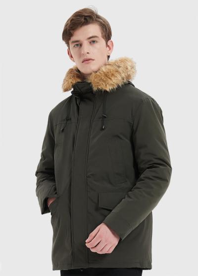 Genesio tumši zaļa vīriešu parka ar kapuci - back