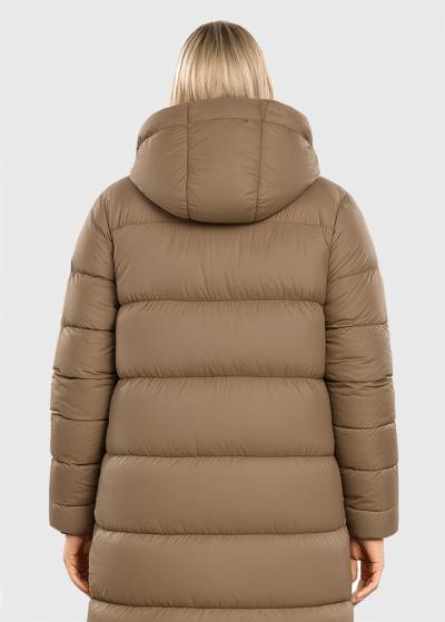 Elena Lielo izmēru gaiši brūna pagarināta jaka - back