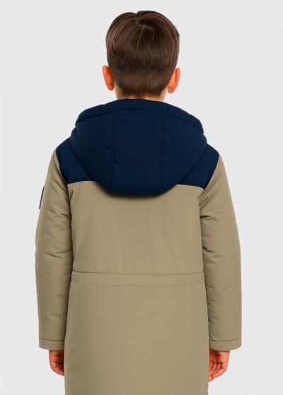 Elcan bēša pagarināta jaka ar kapuci - back