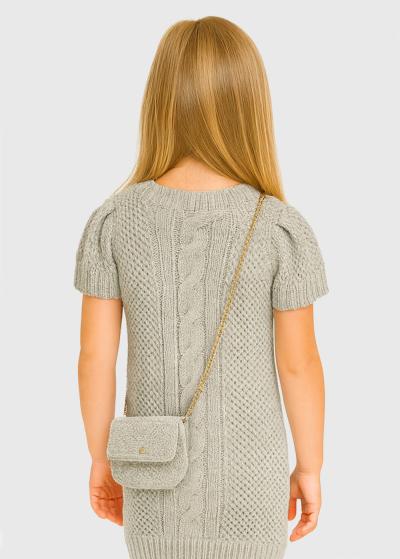 Elvi pelēka adīta kleita - back