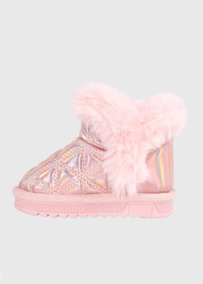 Derya rozā zābaki ar kažokādas iešuvumiem - back