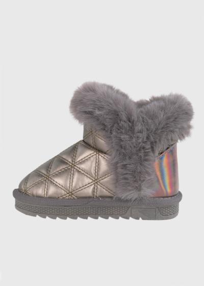 Derya pelēki zābaki ar kažokādas iešuvumiem - back