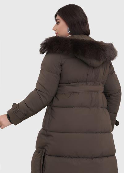 Darina Lielo izmēru haki gara jaka ar jostu - back