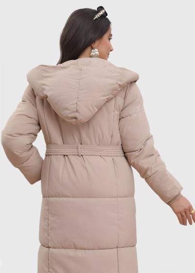 Delicia bēša gara jaka ar jostu  - back