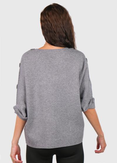 Abigail pelēks džemperis ar trīs ceturtdaļu piedurknēm - back