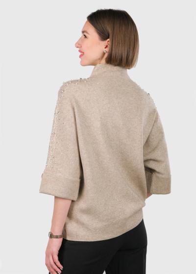 Adelaide bēšs džemperis ar pērlēm - back