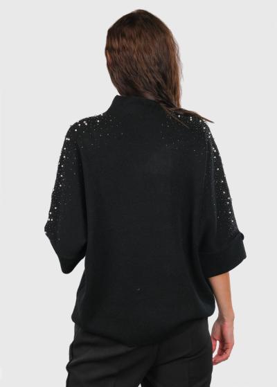 Adelaide melns džemperis ar pērlēm - back