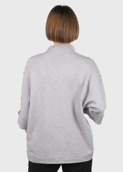 Adelaide pelēks džemperis ar pērlēm - back
