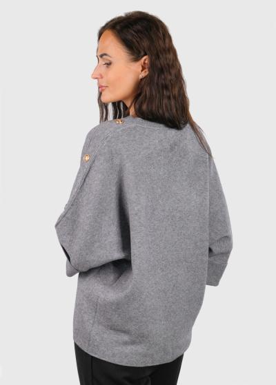 Anna pelēks džemperis ar trīs ceturtdaļu piedurknēm - back