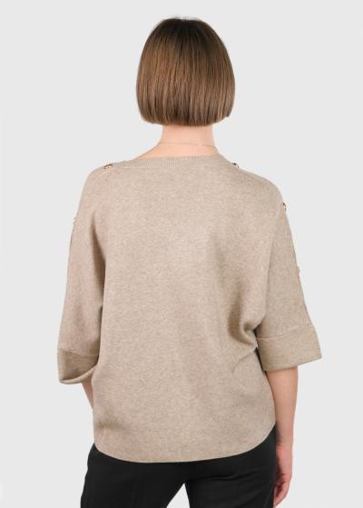 Anna bēšs džemperis ar trīs ceturtdaļu piedurknēm - back