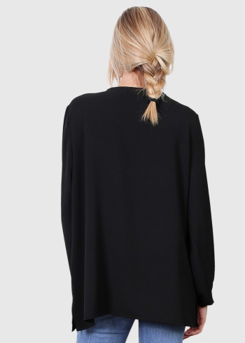 Dionisia Lielo izmēru melna blūze ar garām piedurknēm - back