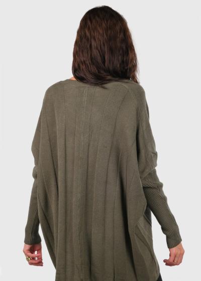 Angela haki džemperis ar asimetrisku malu  - back