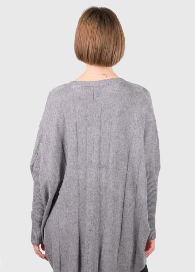 Angela pelēks džemperis ar asimetrisku malu  - back